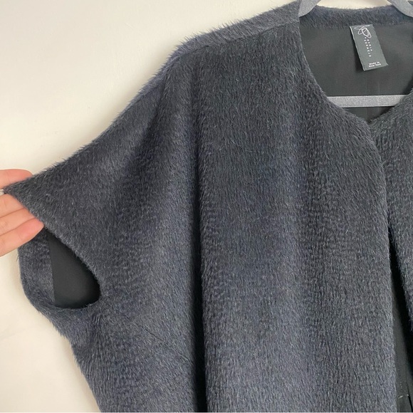 Zero + Maria Cornejo Suri Alpaca Virgin Wool Cocoon Coat Cape Charcoal Gray 6 - Picture 7 of 16
